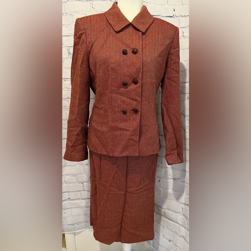 Kasper two piece double breasted wool blend suit, size 10